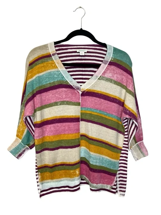 SUNDANCE Johanna 100% Cotton Multi Stripe sweater Top size Small - Picture 10 of 10
